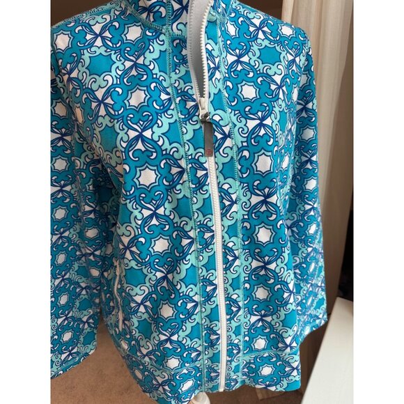 Talbots New Womens Size 1X Blue & White Full-Zip Jacket With Pockets - Picture 2 of 16